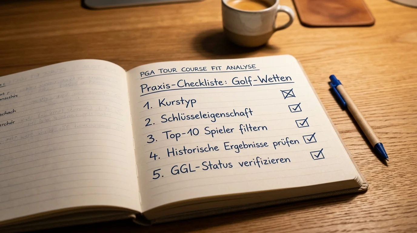 Praxis-Checkliste für die Course Fit Analyse beim Golf Wetten — fünf Schritte zur systematischen Spielerauswahl