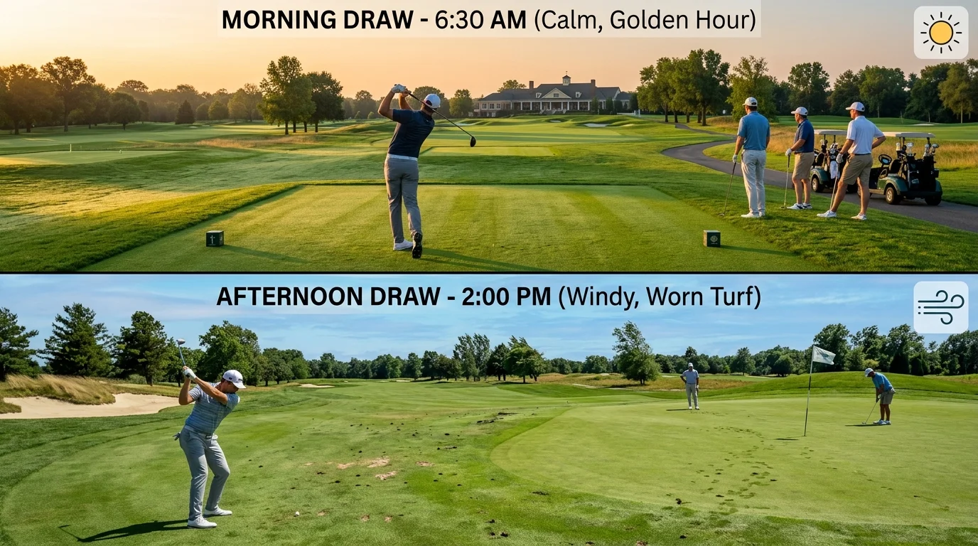 Golfturnier Tee-off Startzeiten - Morning Draw Vorteil bei Dreiball-Wette durch bessere Platzbedingungen