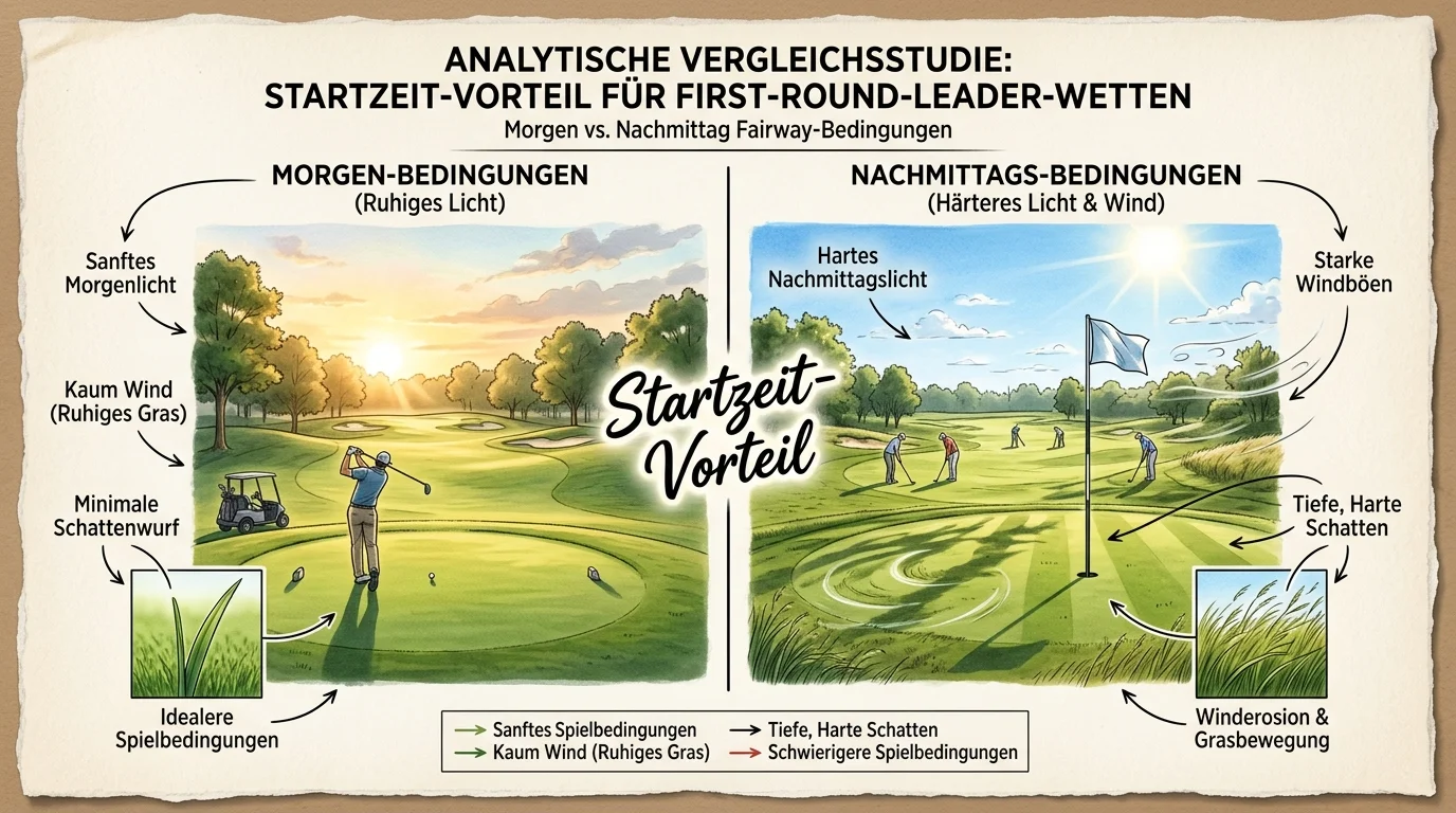 Startzeit-Vorteil Morning Draw bei First-Round-Leader Golf Wette bei Links-Kursen und wechselnden Bedingungen