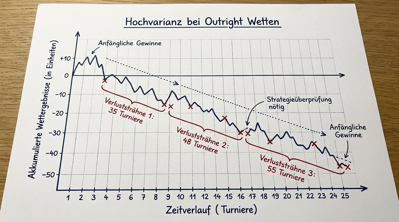 Hochvarianz bei Golf Outright Wetten zeigt lange Verlustserien vor dem ersten Treffer