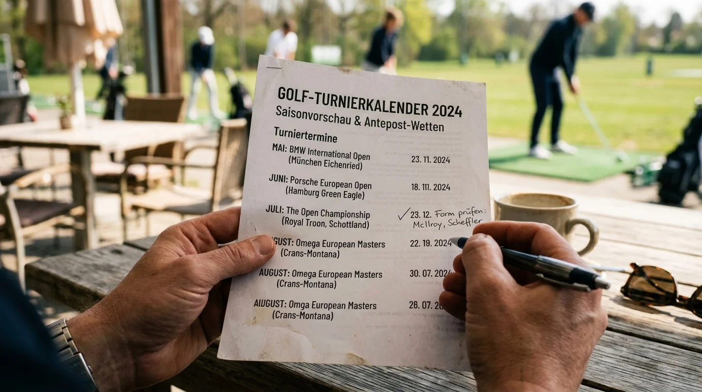 Erklärung der Antepost-Wette beim Golf — Schaubild zur Wettabgabe vor Turnierbeginn