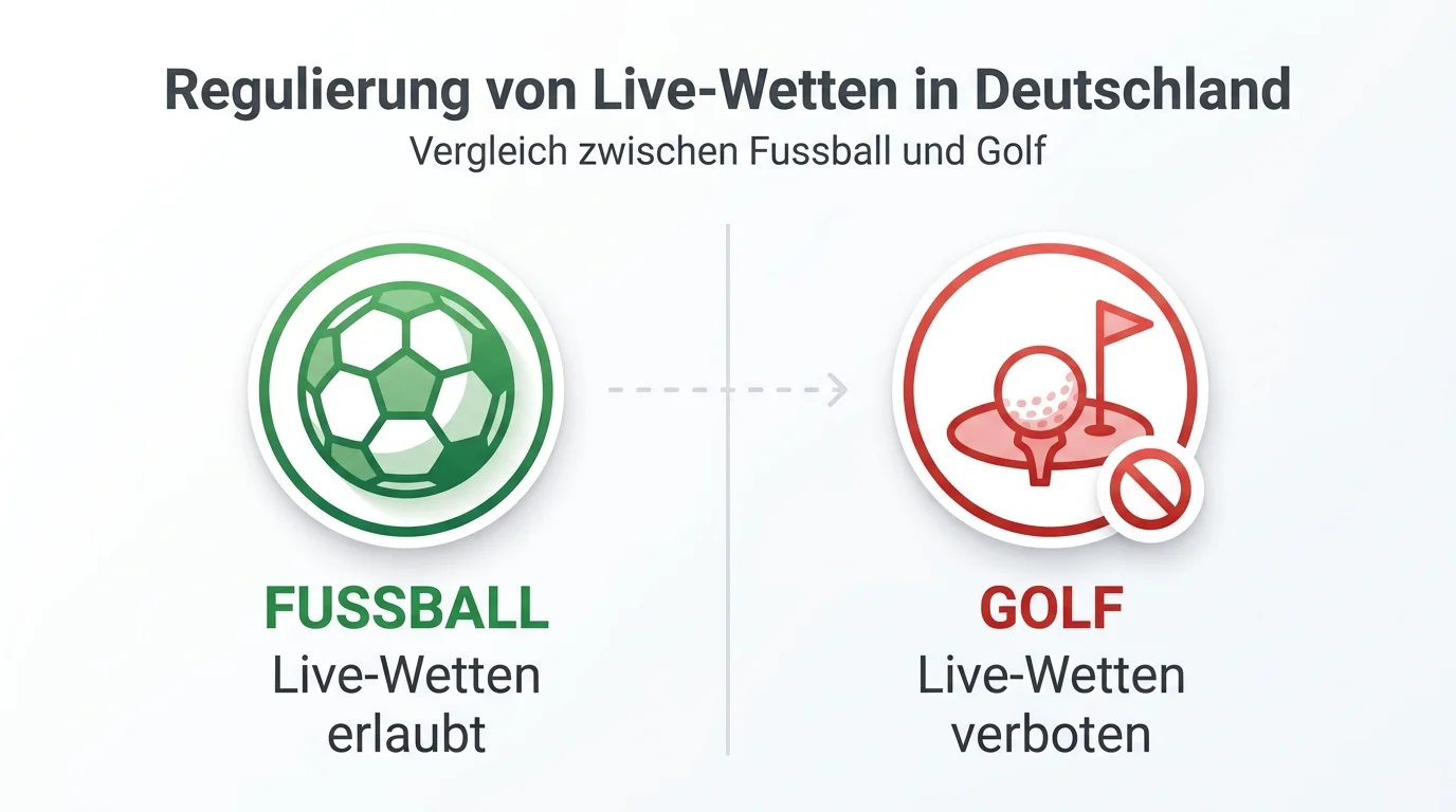 Vergleich Live-Wetten Golf Deutschland verboten vs. internationale Märkte erlaubt