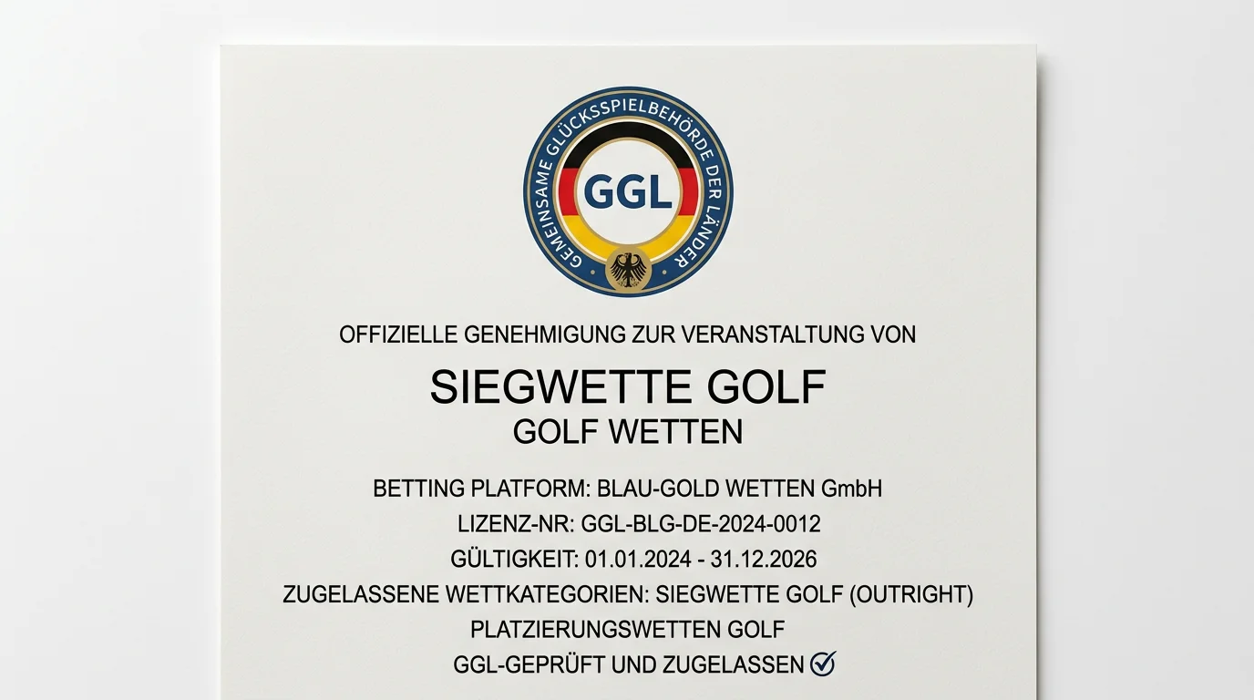 GGL-lizenzierter Anbieter Deutschland - Siegwette auf Golf als offiziell erlaubte Wettart angezeigt