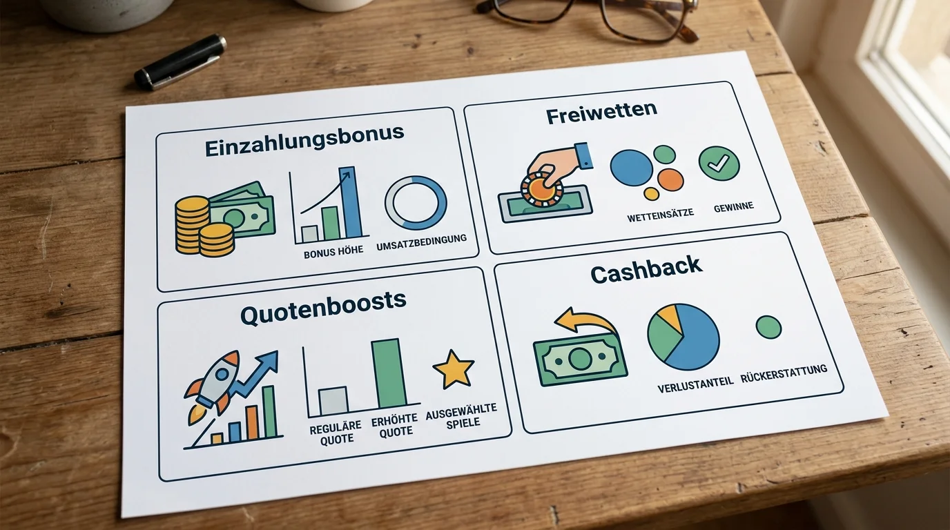 Golf Wetten Bonus-Typen im Überblick: Einzahlungsbonus, Freiwetten und Quotenboosts für Sportwetten in Deutschland