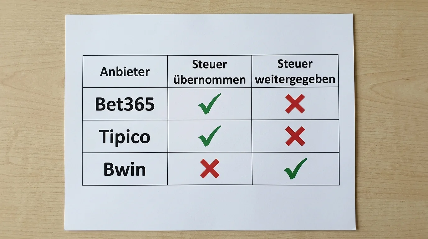 Vergleich von Golf Wettanbietern nach Wettsteuer-Übernahme — vollständig, teilweise oder weitergereicht