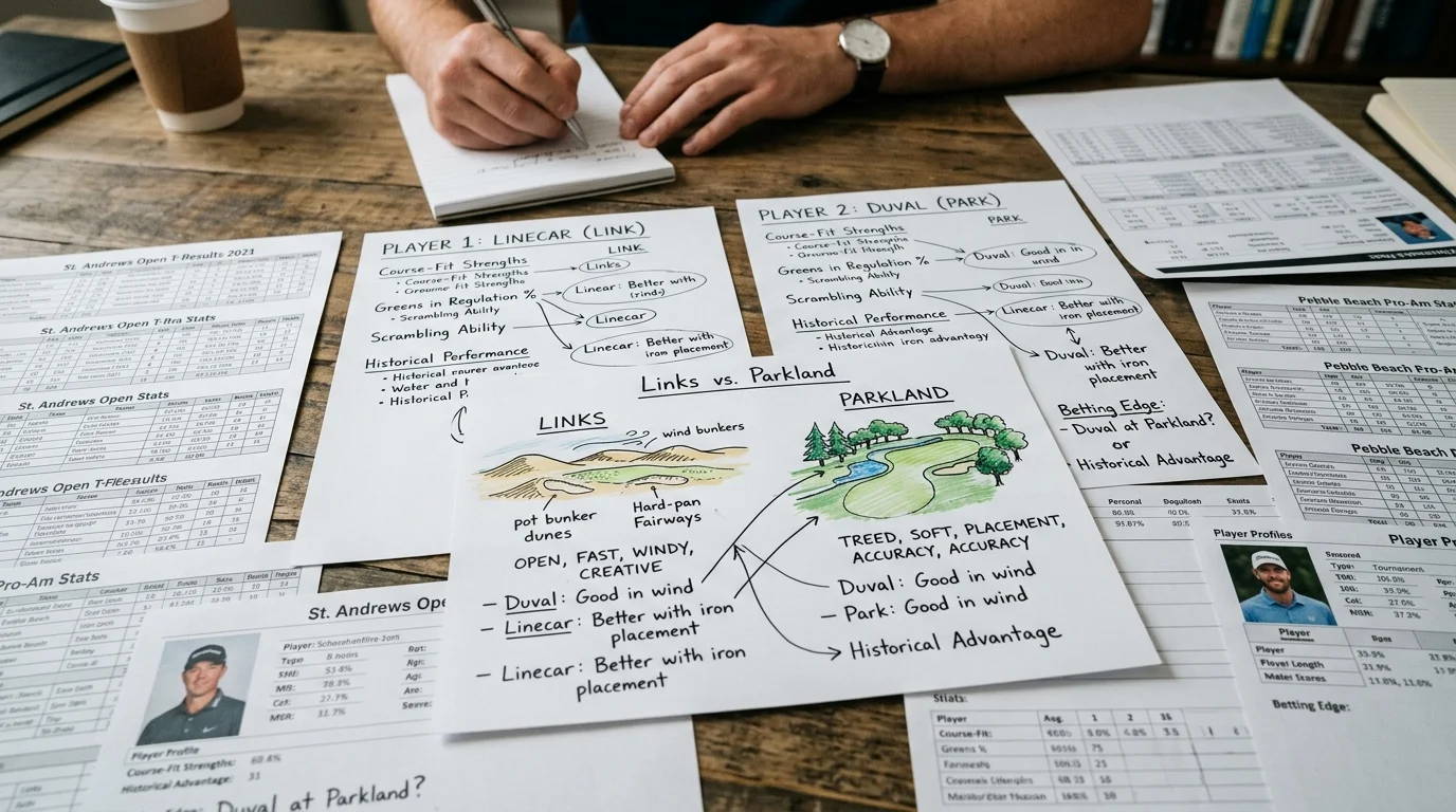 Course Fit Analyse Golf H2H - Spielerstärken auf Kurseigenschaften abgleichen für Zweierwette