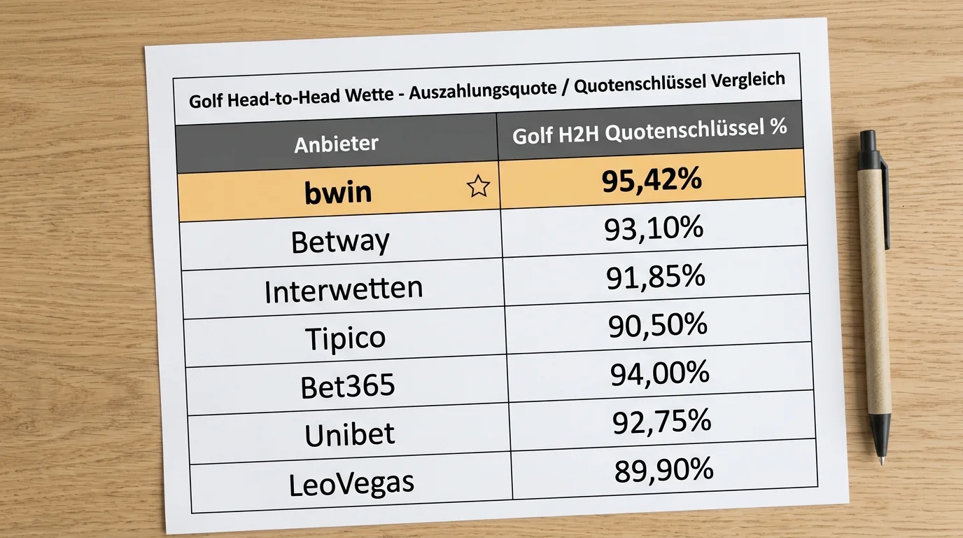 H2H Quotenschlüssel Vergleich Golf Deutschland - bwin 95,42 Prozent führt vor anderen Buchmastern
