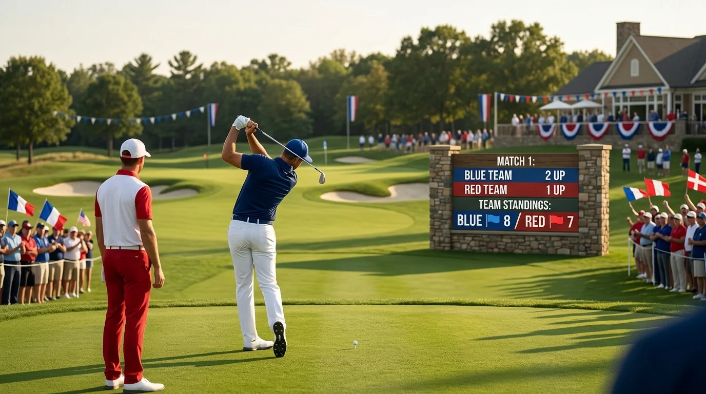 Ryder Cup Team-Format beim Golf: Europa vs. USA im Match Play mit binärem Gesamtergebnis und bestem Quotenschlüssel