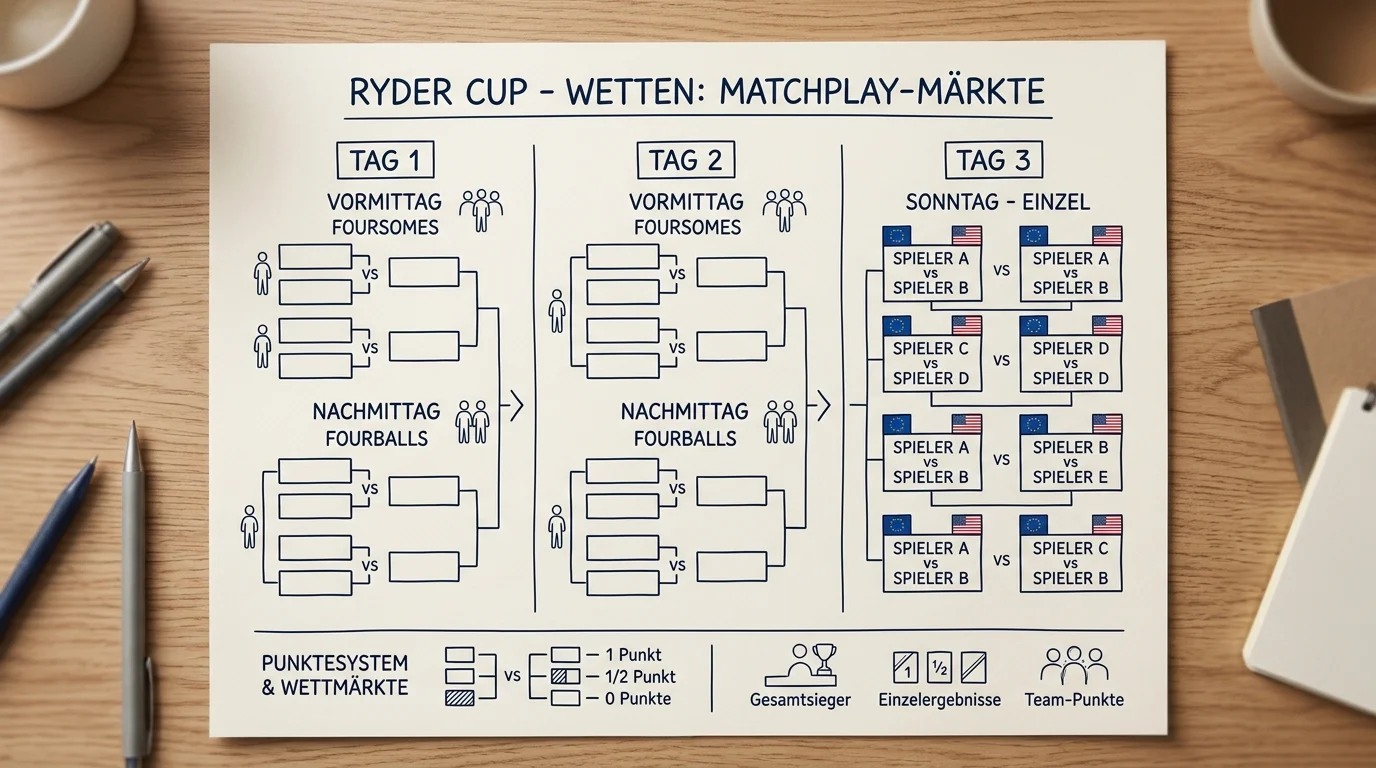 Match-Play Untermärkte Ryder Cup — Foursomes Fourballs und Singles erklärt für Golf-Wetter