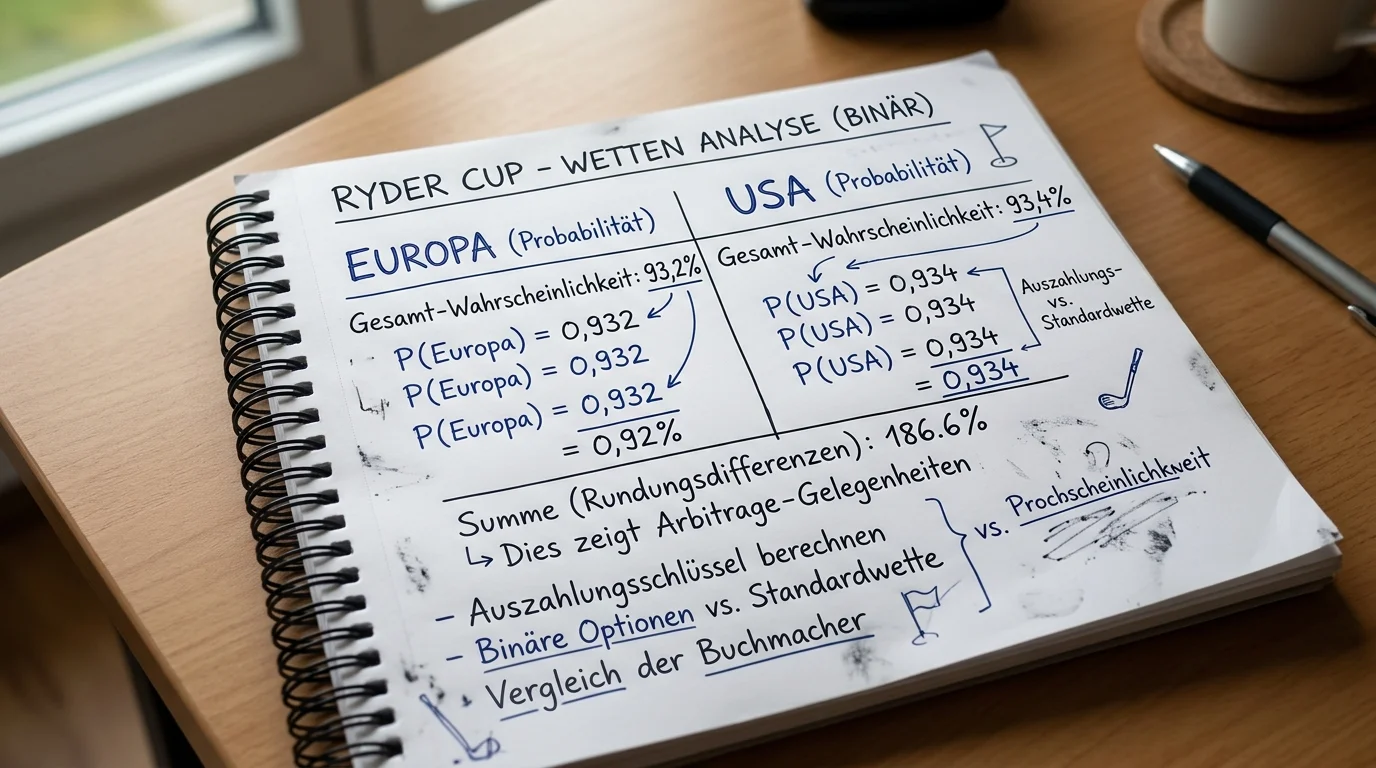 Binäres Ergebnis Ryder Cup — höchster Quotenschlüssel 93,2–93,4% im Golf-Wettmarkt erklärt