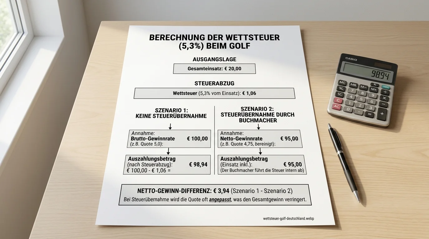 Wettsteuer beim Golf Wetten in Deutschland: 5,3 Prozent auf den Einsatz und welche Anbieter die Steuer übernehmen